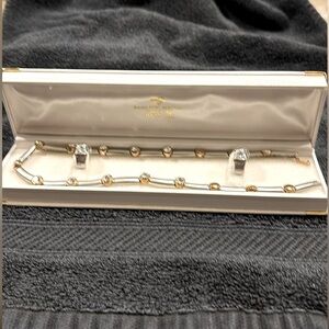 Silver & gold toned necklace and earrings set